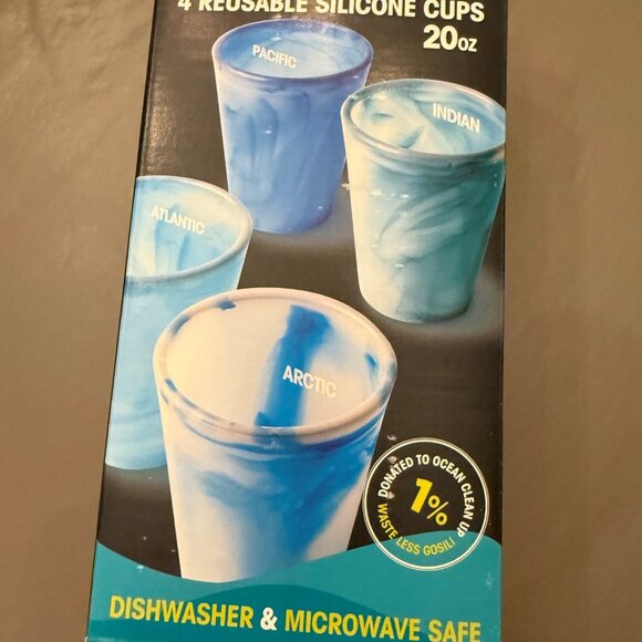 goSili reusable silicone Ocean Cups set (20 oz.) - Picture 3 of 6